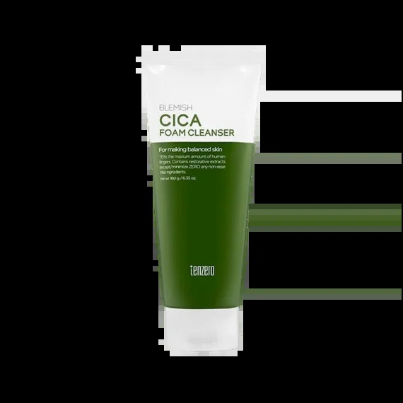 Tenzero Blemish Cica Foam Cleanser 180g — Gentle Acne & Irritation‑Soothing Face Wash