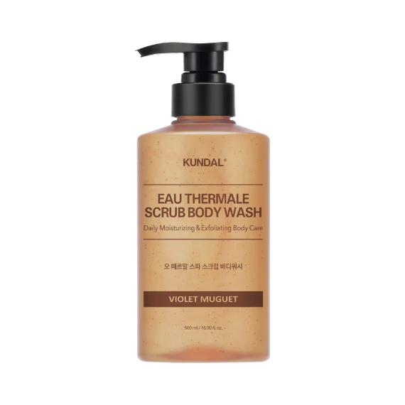 Kundal Eau Thermale Scrub Body Wash Violet Muguet 500ml – Exfoliating & Hydrating Body Care