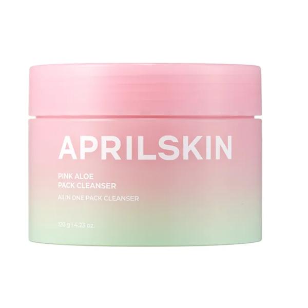 APRIL SKIN Pink Aloe Pack Cleanser 120g – Gentle Exfoliating & Soothing Face Cleanser