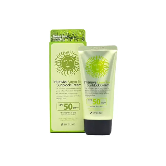 3W CLINIC Intensive Green Tea Sunblock Cream 70ml | SPF 50+ PA+++ Daily UV Protection