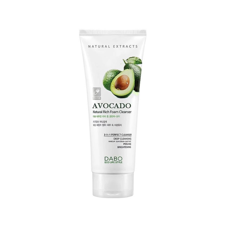 Dabo Natural Rich Foam Cleanser Avocado 180 ml – Hydrating Avocado Foam Wash