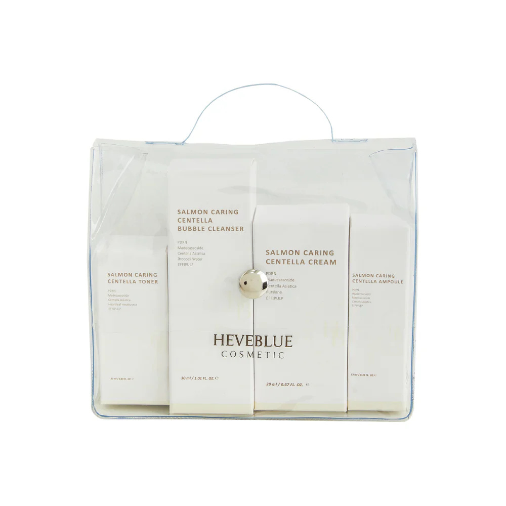 HEVEBLUE Salmon Caring Centella Travel Kit 4 PCS – Repair & Soothing Set
