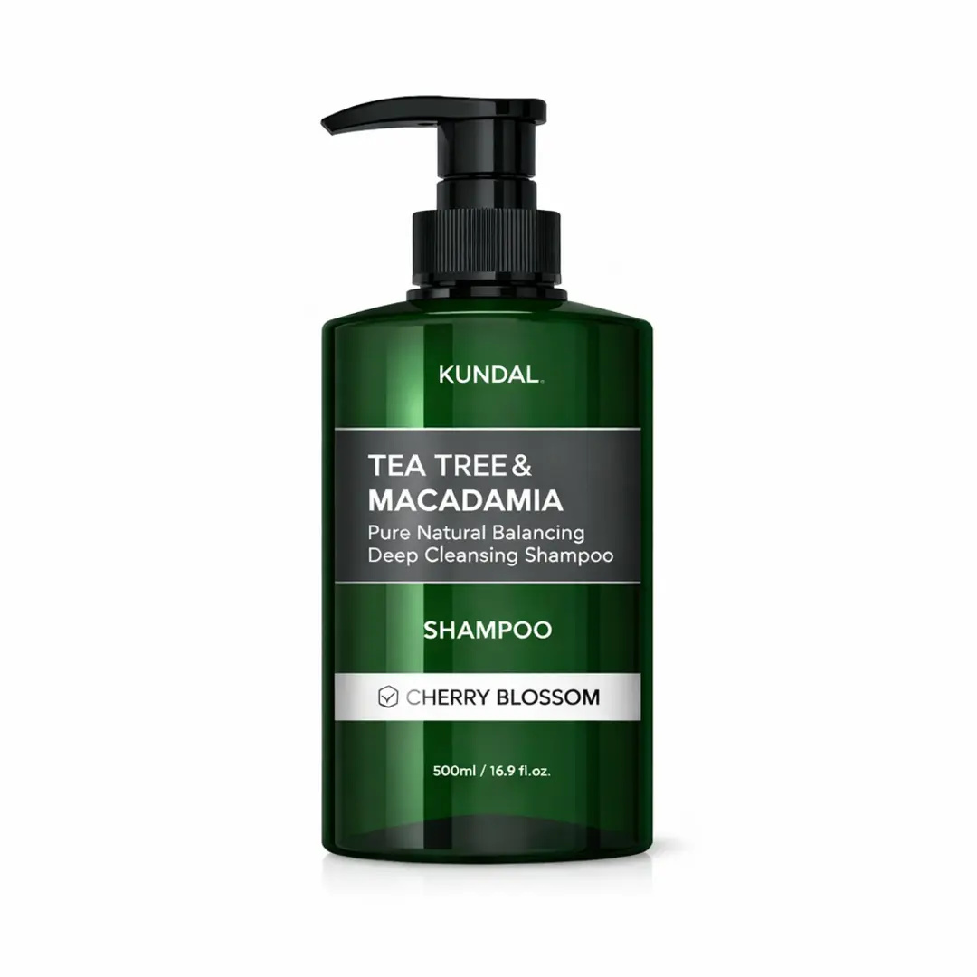 Kundal Tea Tree & Macadamia Shampoo (Cherry Blossom) 500ml – Nourishing, Refreshing Hair Cleanser